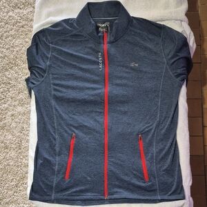 Lacoste Men's Blue Jacket with Red Accents